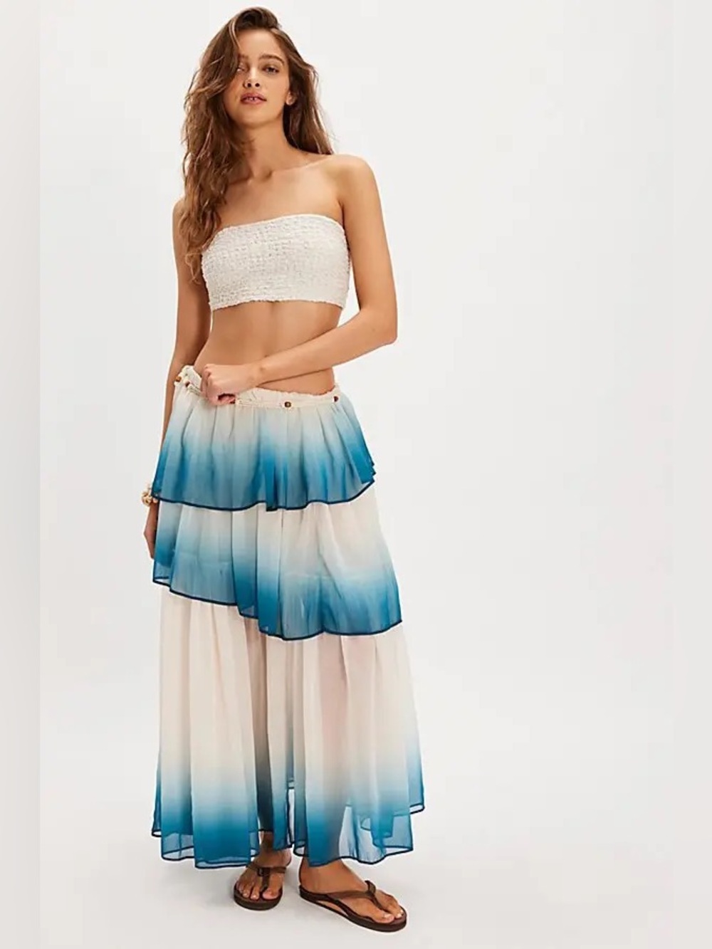 Free People Dip Into The Tiers Maxi Skirt Size S - Picture 2 of 6